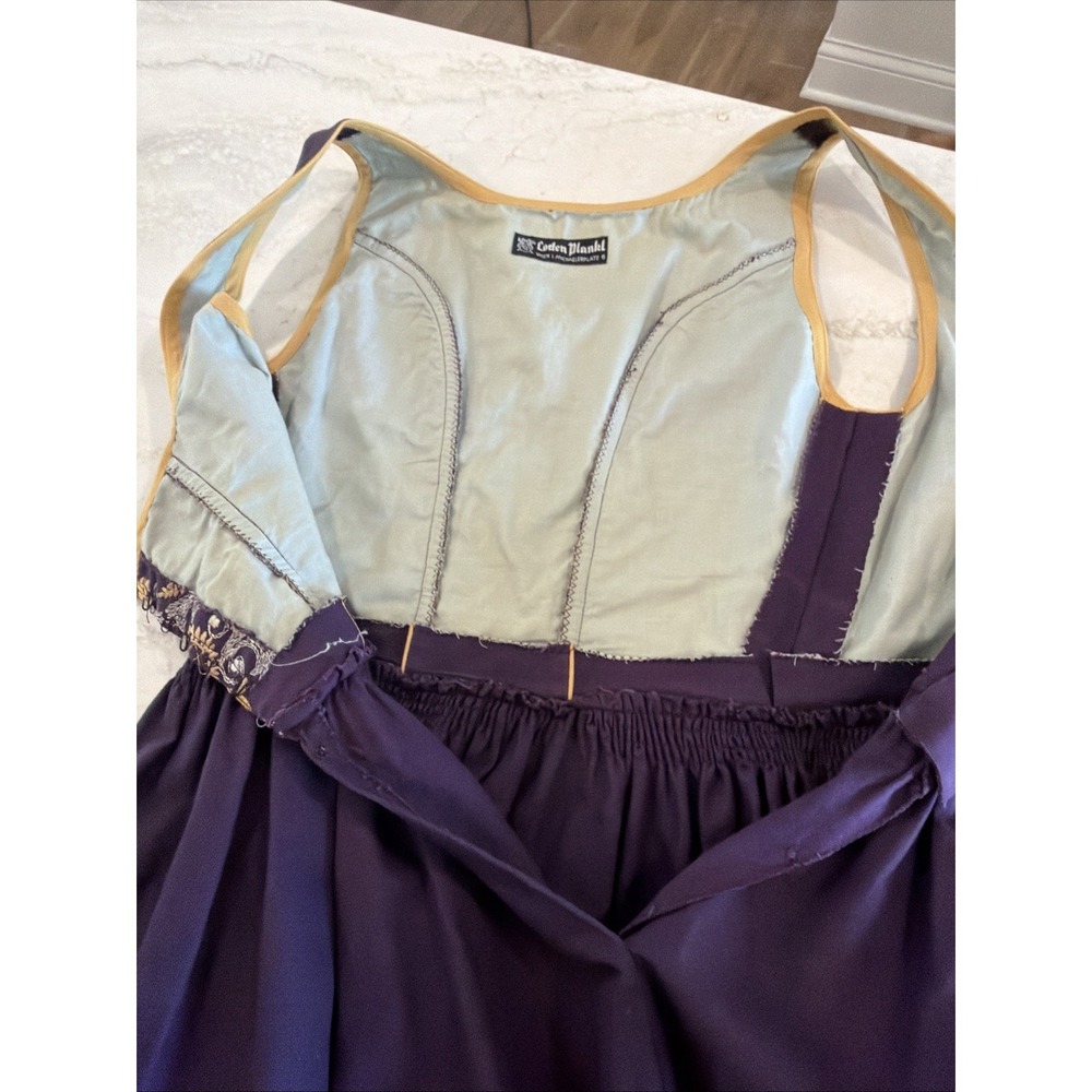 Vintage Loden Plankl Purple Embroidered Alpine Suit Women XS Oktoberfest Dirndl - Picture 11 of 12
